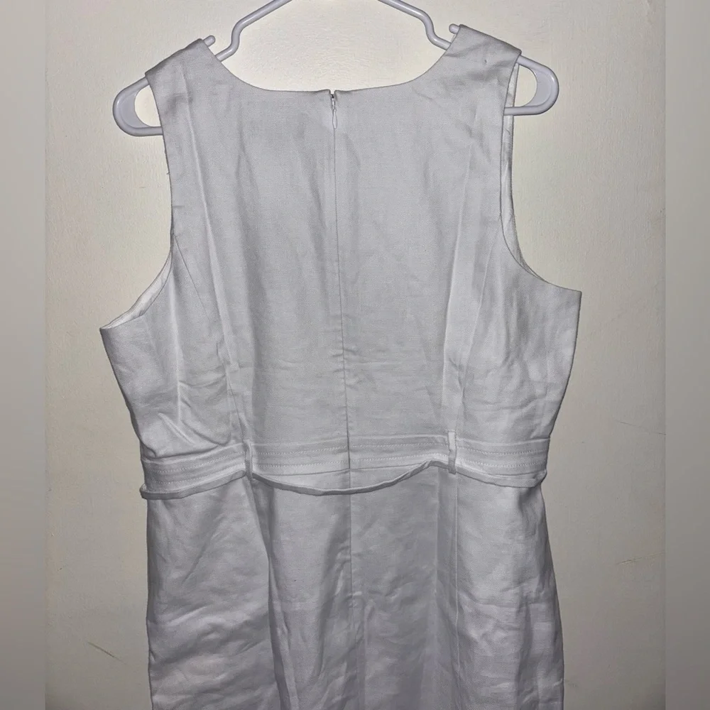 NWT J.Crew Executive dress in stretch linen blend Size 16 White Resort Preppy